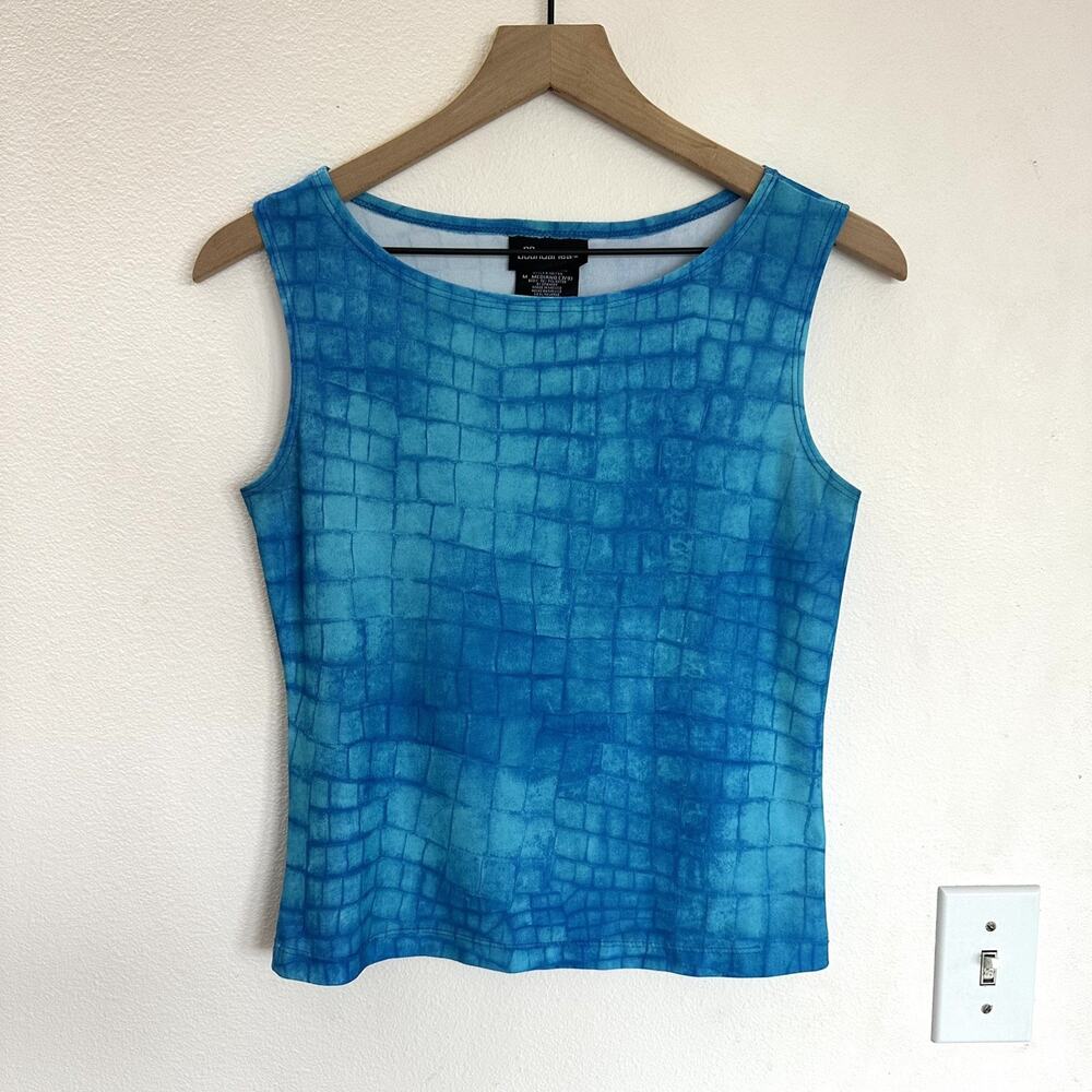 Vintage Y2K Reptile Scale Print No Boundaries Tank Top Blue Mermaid Fairy Indie